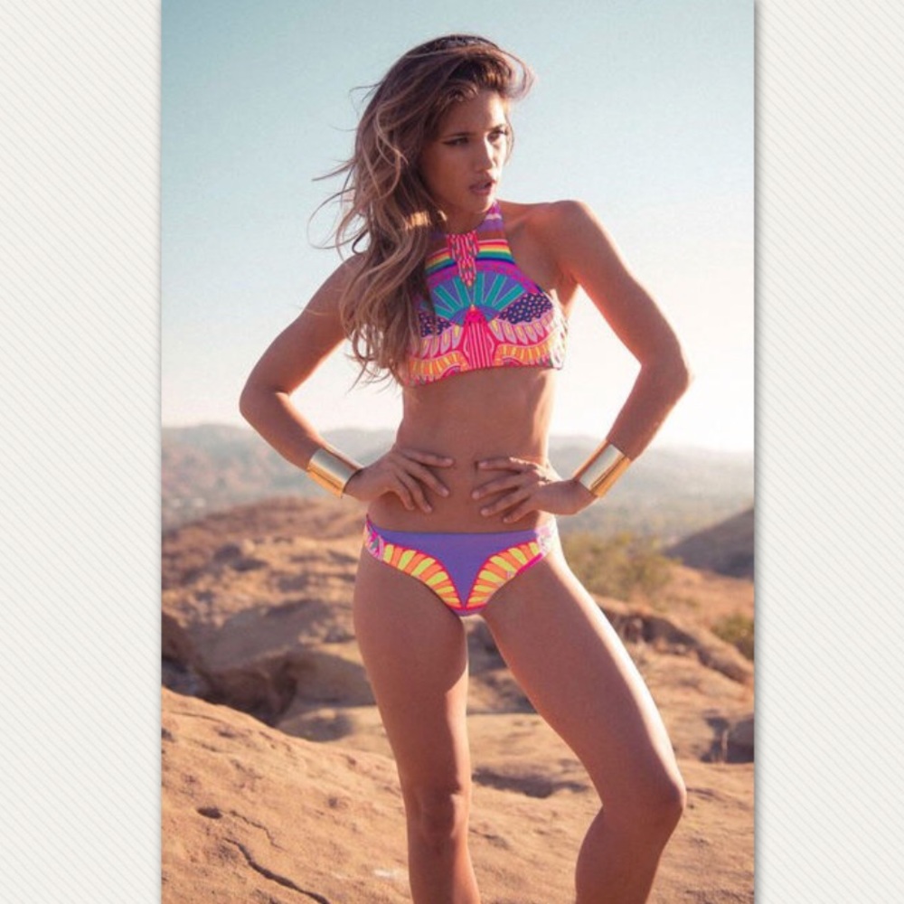 Colorful racer back Aztec print  bikini